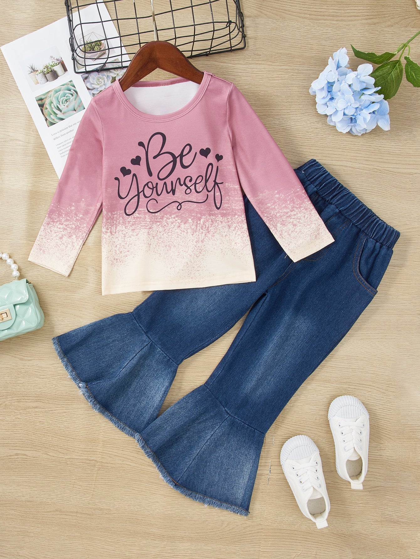 Girls BE YOURSELF T-Shirt and Bell Bottom Jeans Set Age: 18m-6yr – Fashion  Girl Online Store