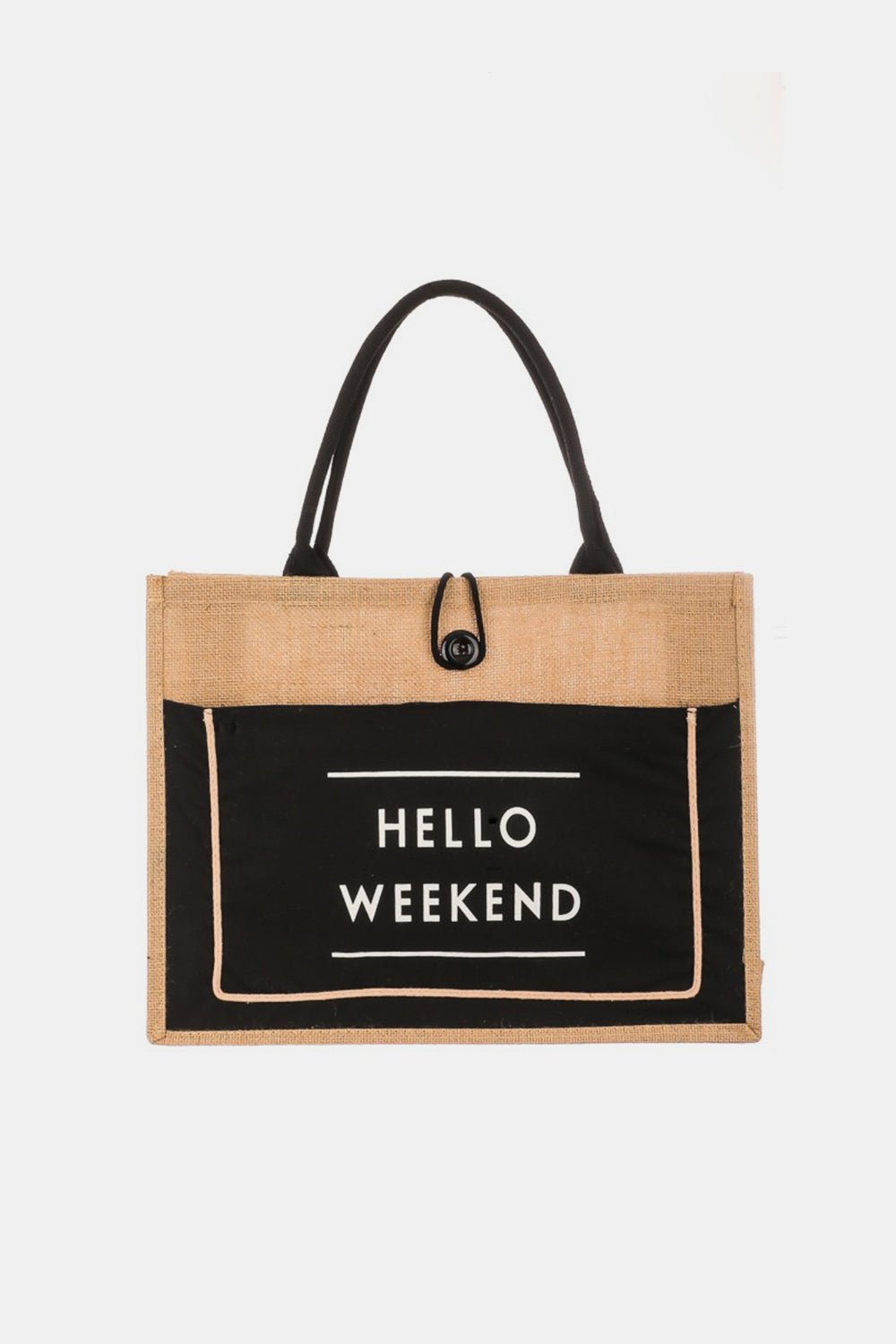 Fame Hello Weekend Burlap Tote Bag - Fashion Girl Online Store