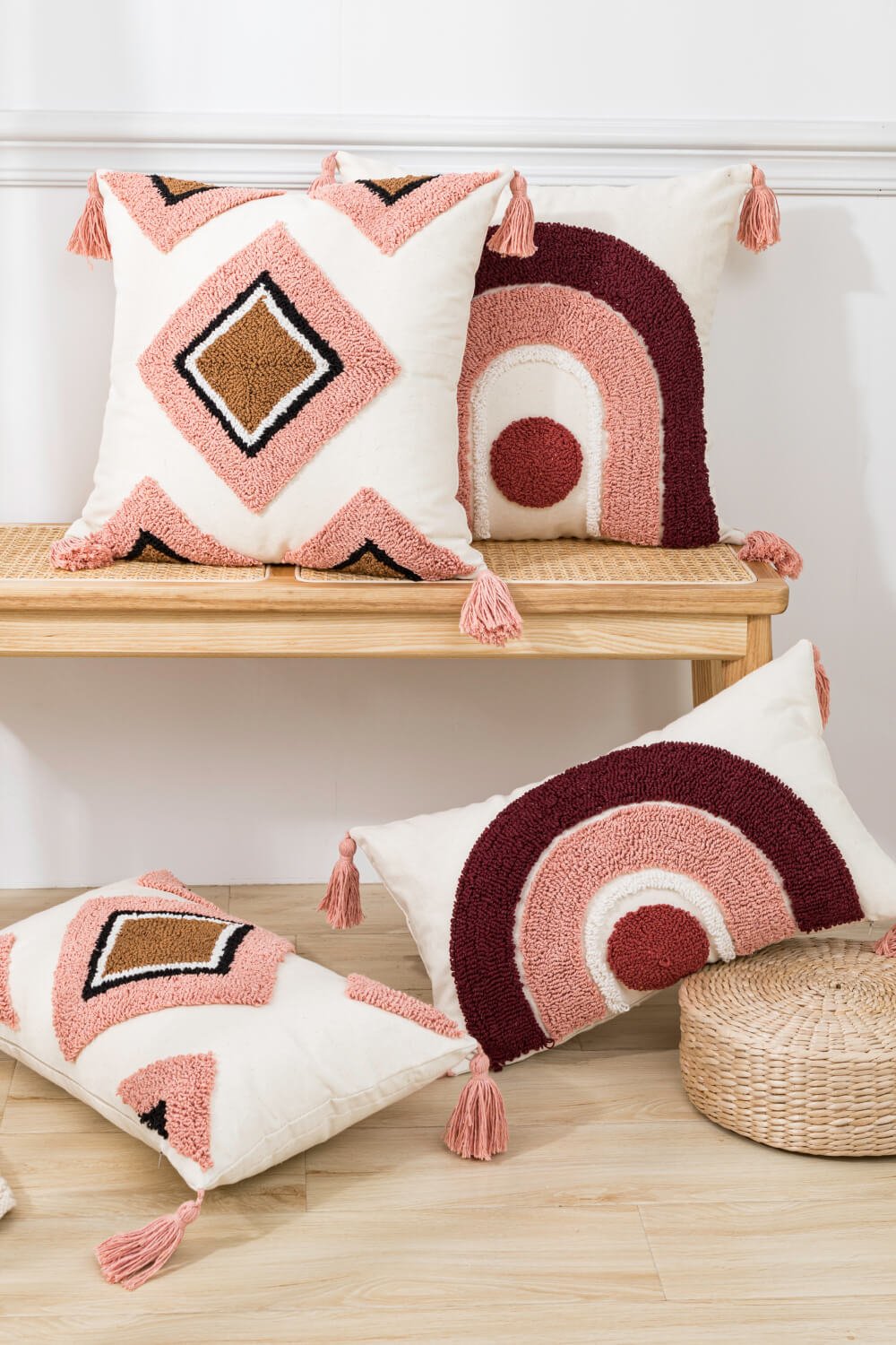 4 Styles Geometric Graphic Tassel Pillow Cover - Fashion Girl Online Store