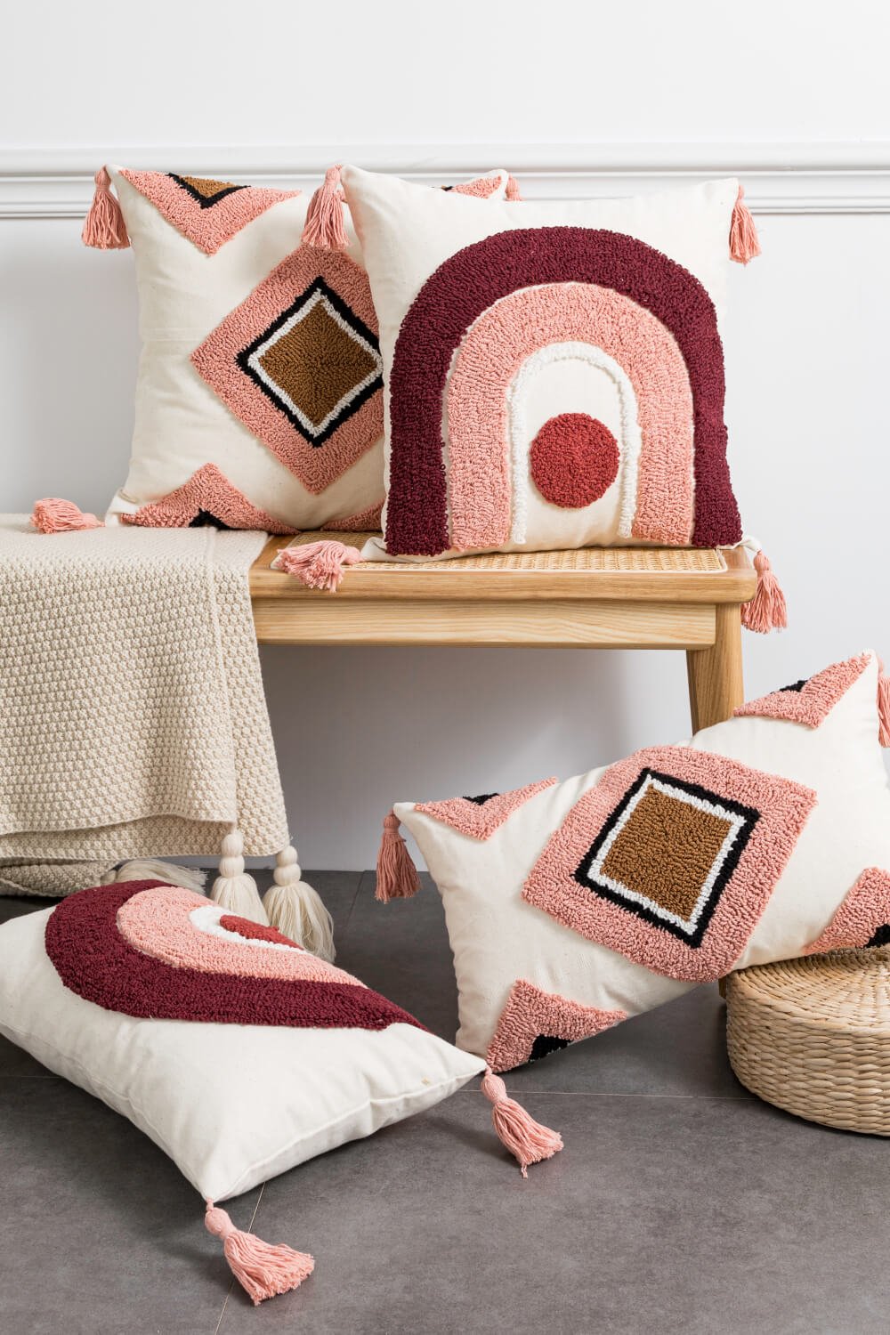4 Styles Geometric Graphic Tassel Pillow Cover - Fashion Girl Online Store
