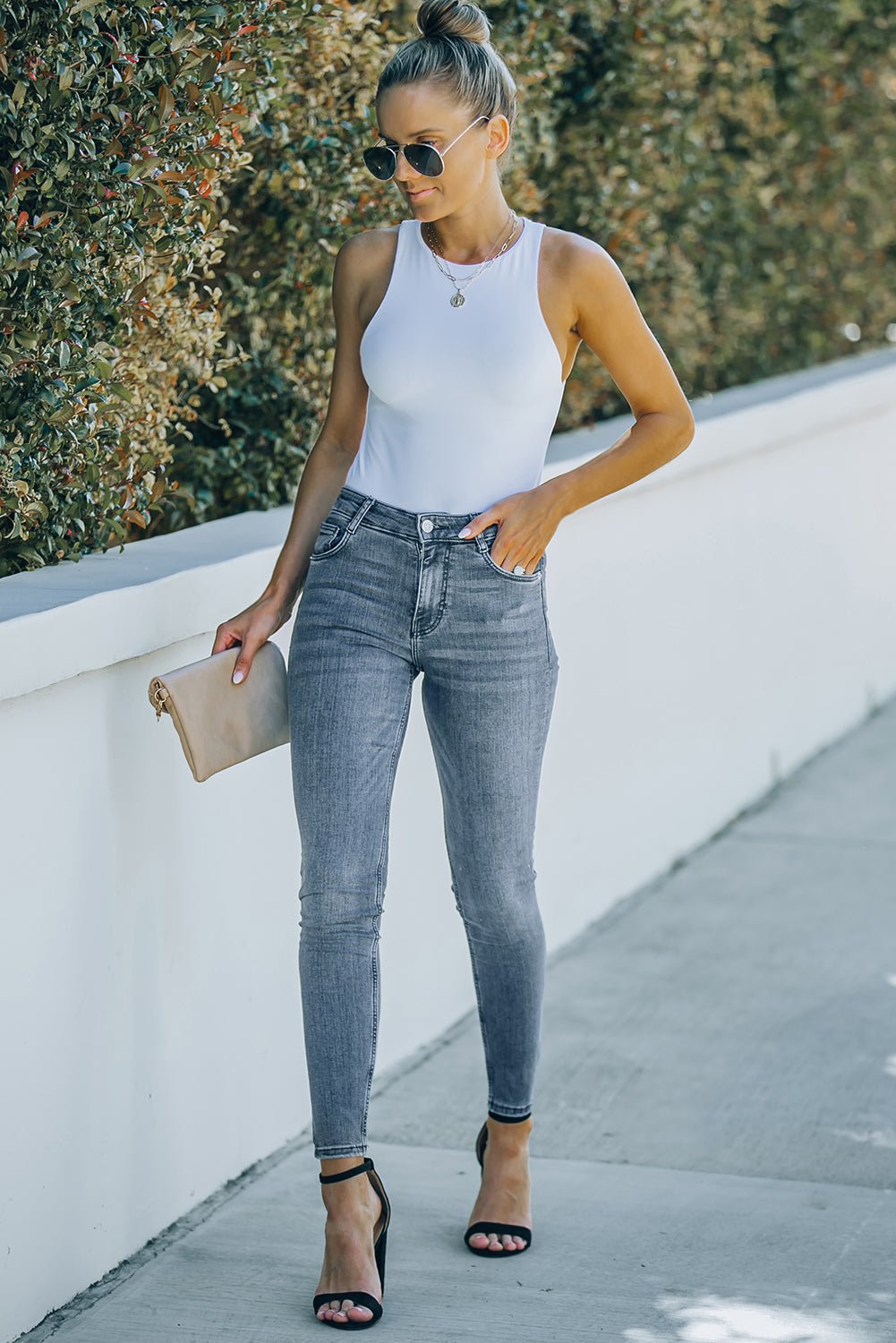 Ankle-Length Skinny Jeans with Pockets - Fashion Girl Online Store
