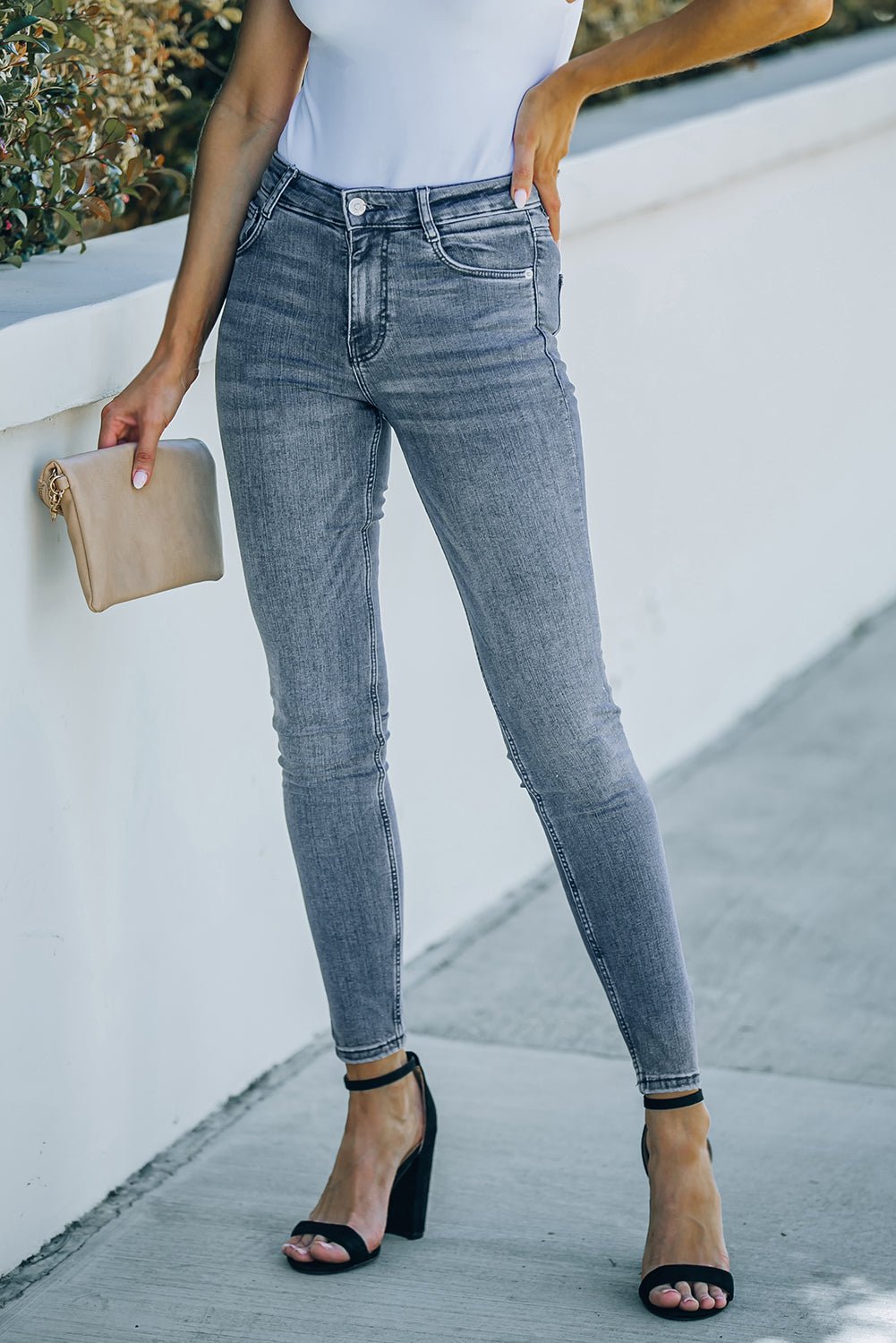 Ankle-Length Skinny Jeans with Pockets - Fashion Girl Online Store