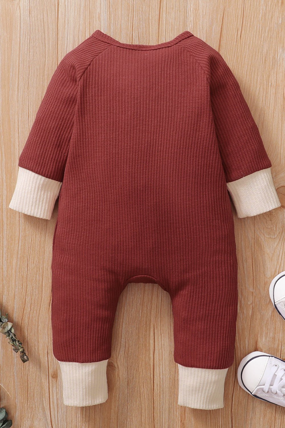 Baby Contrast Trim Ribbed Jumpsuit Age: 0-18m - Fashion Girl Online Store