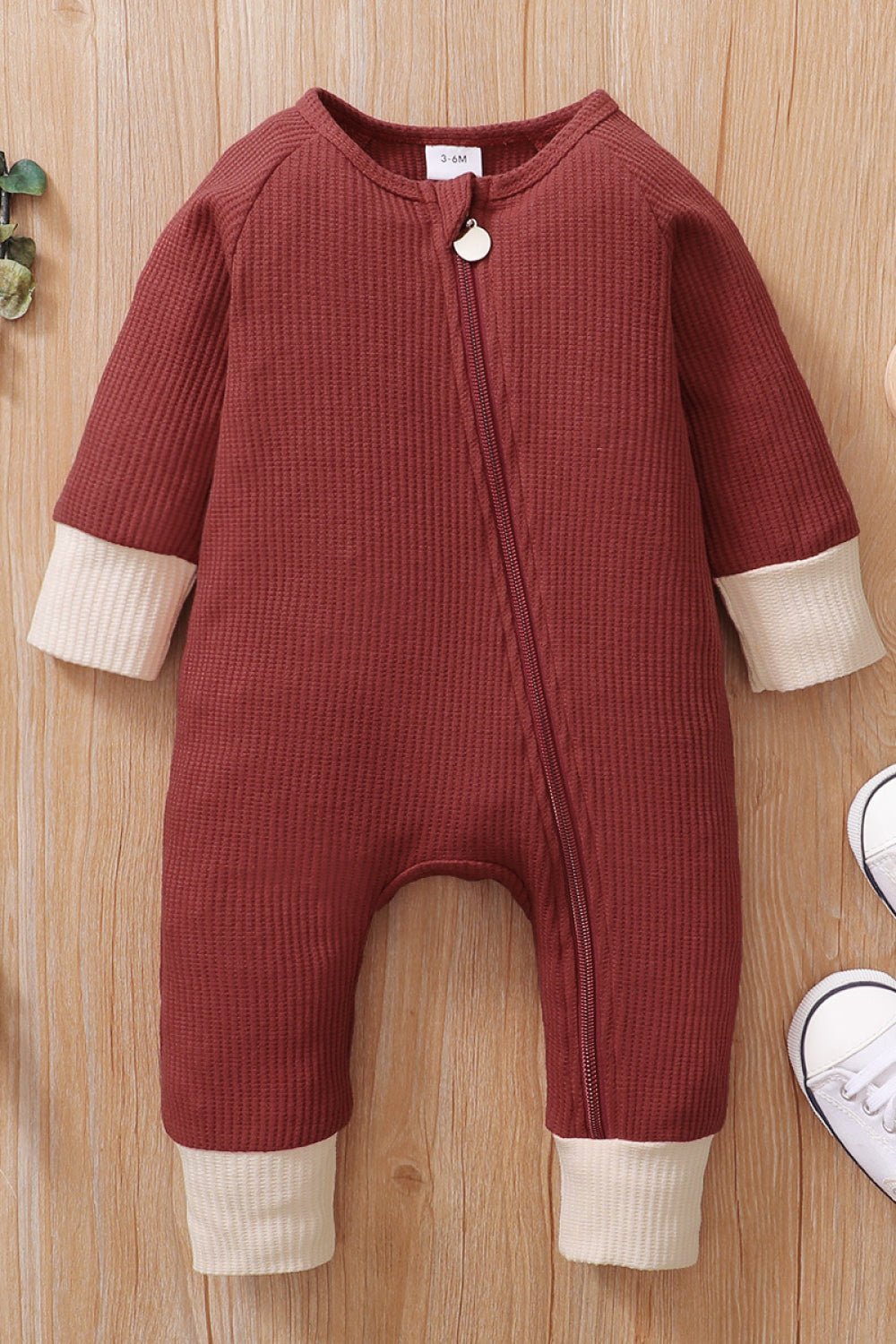 Baby Contrast Trim Ribbed Jumpsuit Age: 0-18m - Fashion Girl Online Store