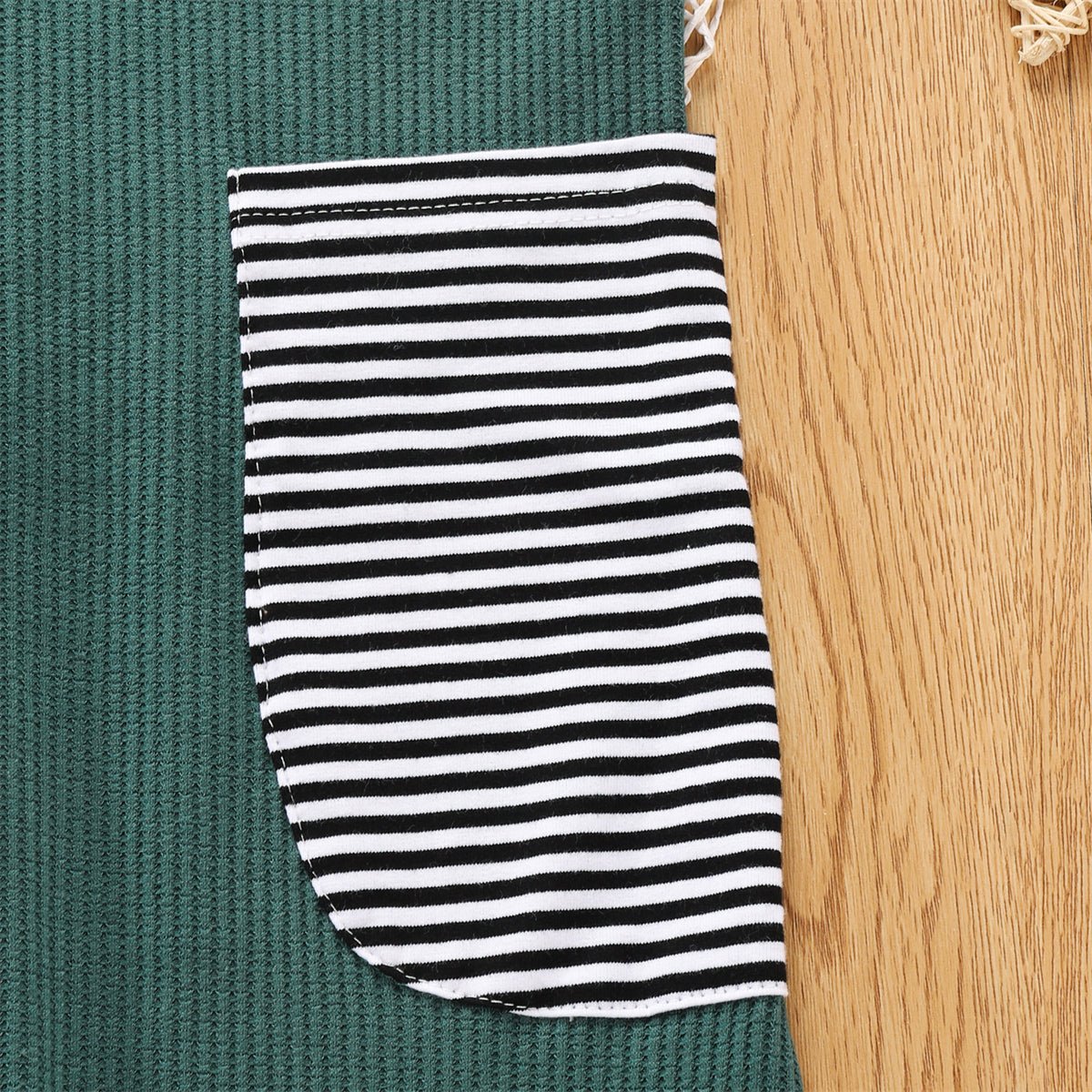 Boys Ribbed Overalls with Striped Pocket Age: 2-7y - Fashion Girl Online Store