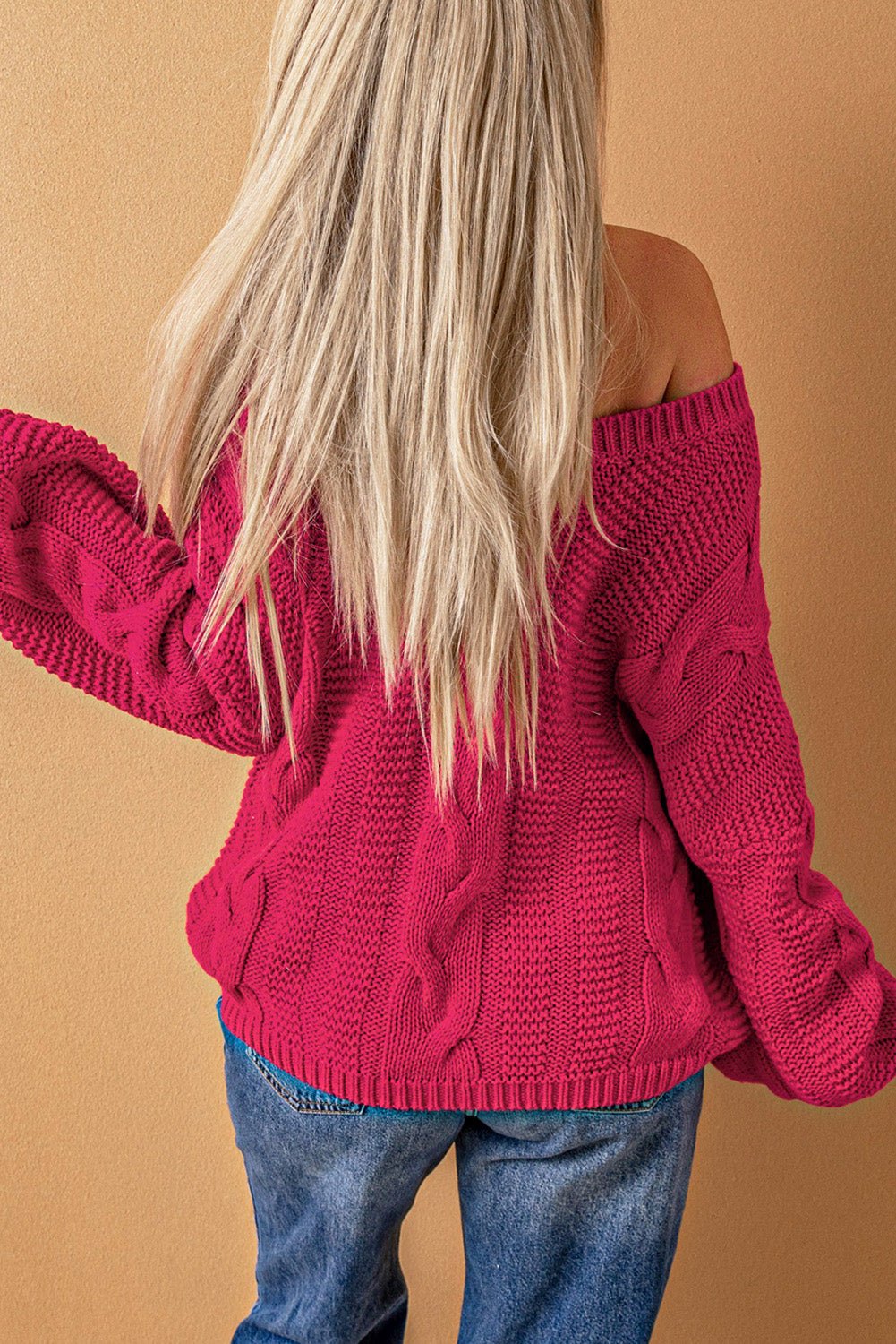 Cable Knit V-Neck Sweater - Fashion Girl Online Store