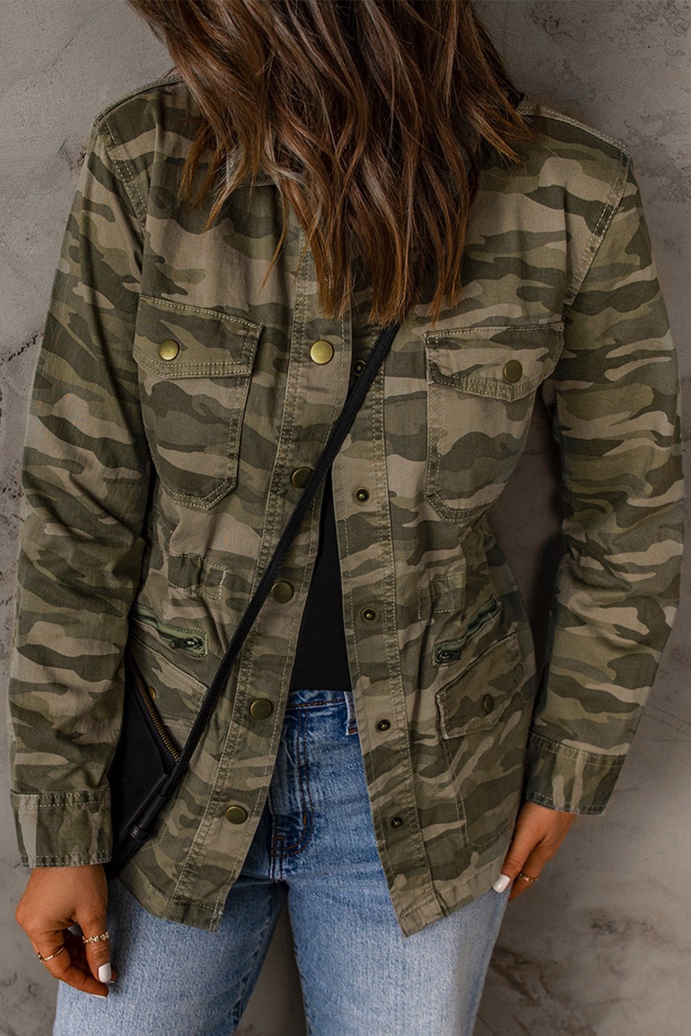 Camouflage Snap Down Jacket - Fashion Girl Online Store
