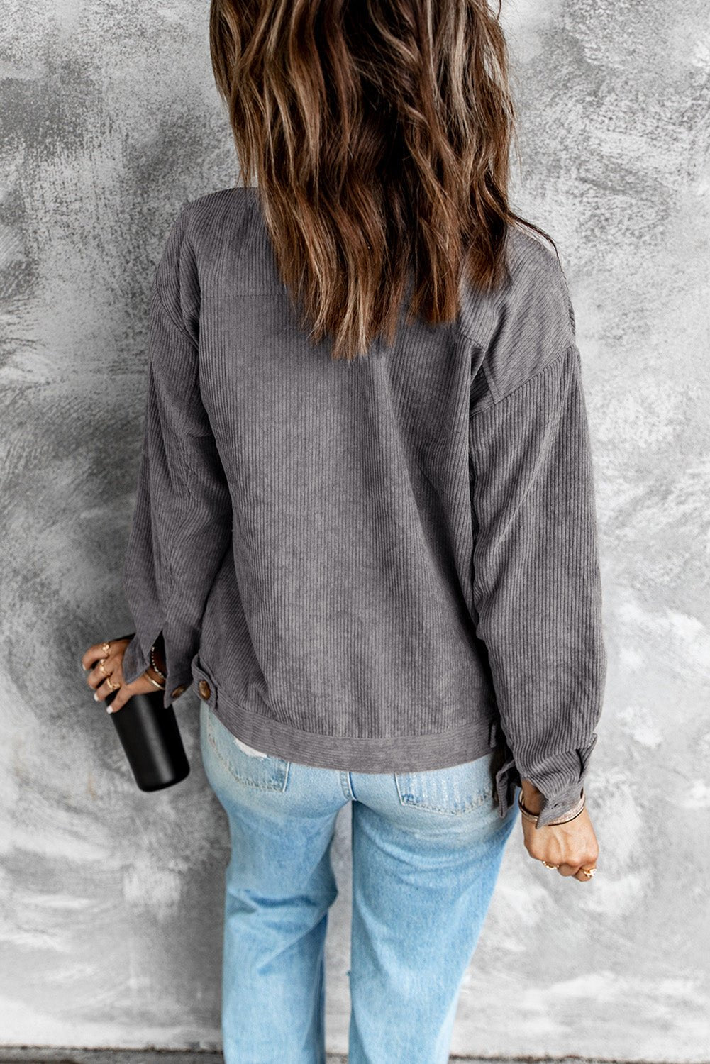 Corduroy Long Sleeve Jacket - Fashion Girl Online Store