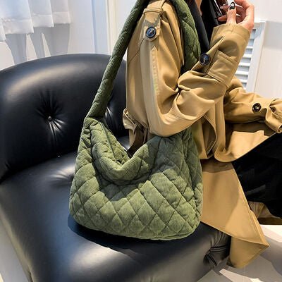 Corduroy Medium Shoulder Bag - Fashion Girl Online Store