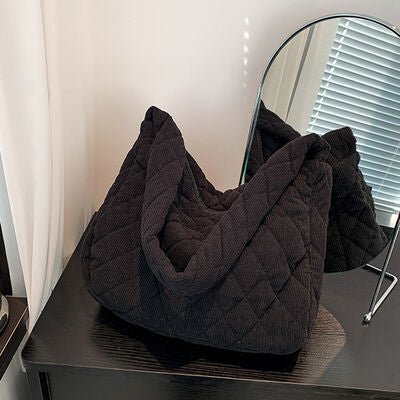 Corduroy Medium Shoulder Bag - Fashion Girl Online Store