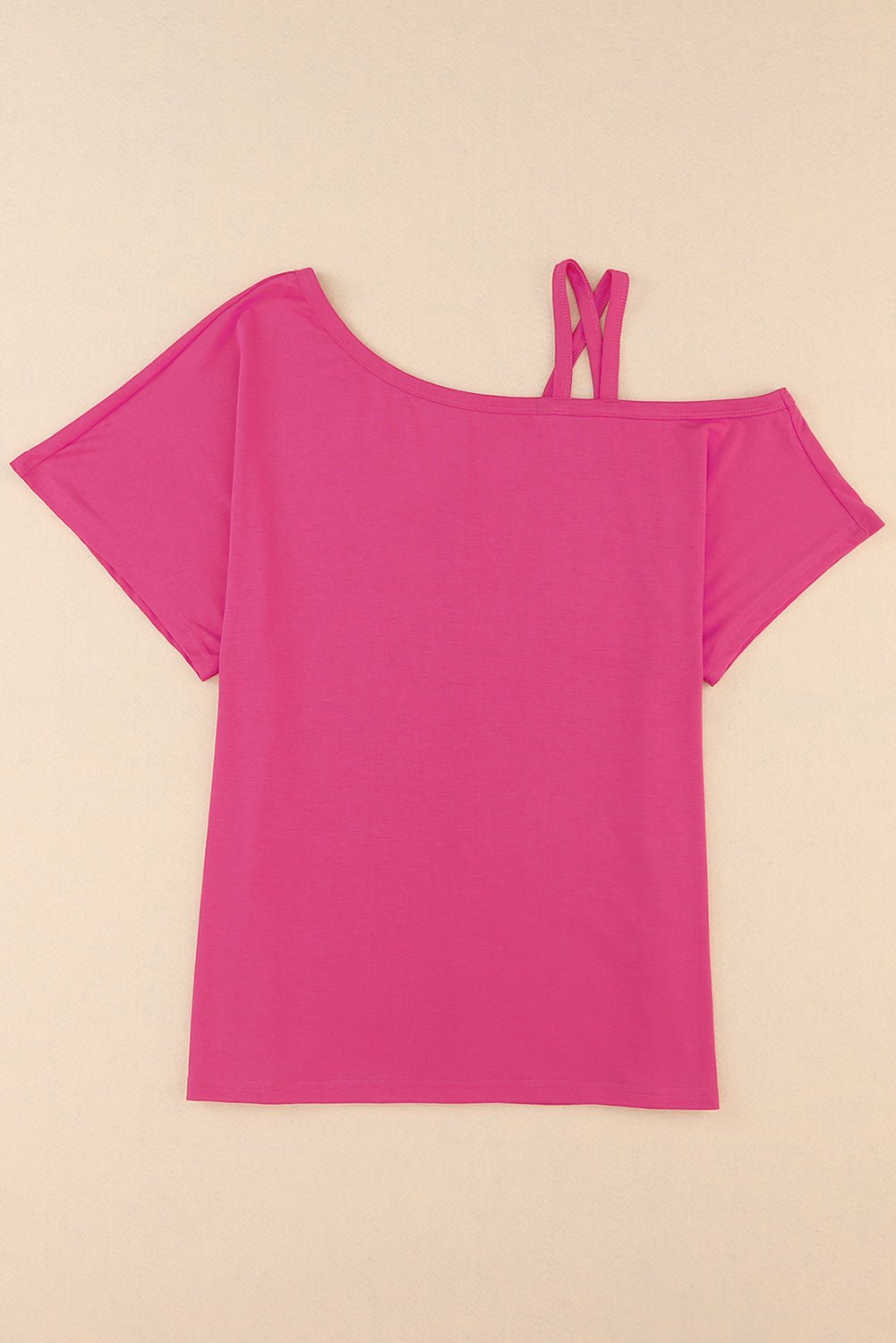 Crisscross Asymmetrical Neck Short Sleeve Top - Fashion Girl Online Store
