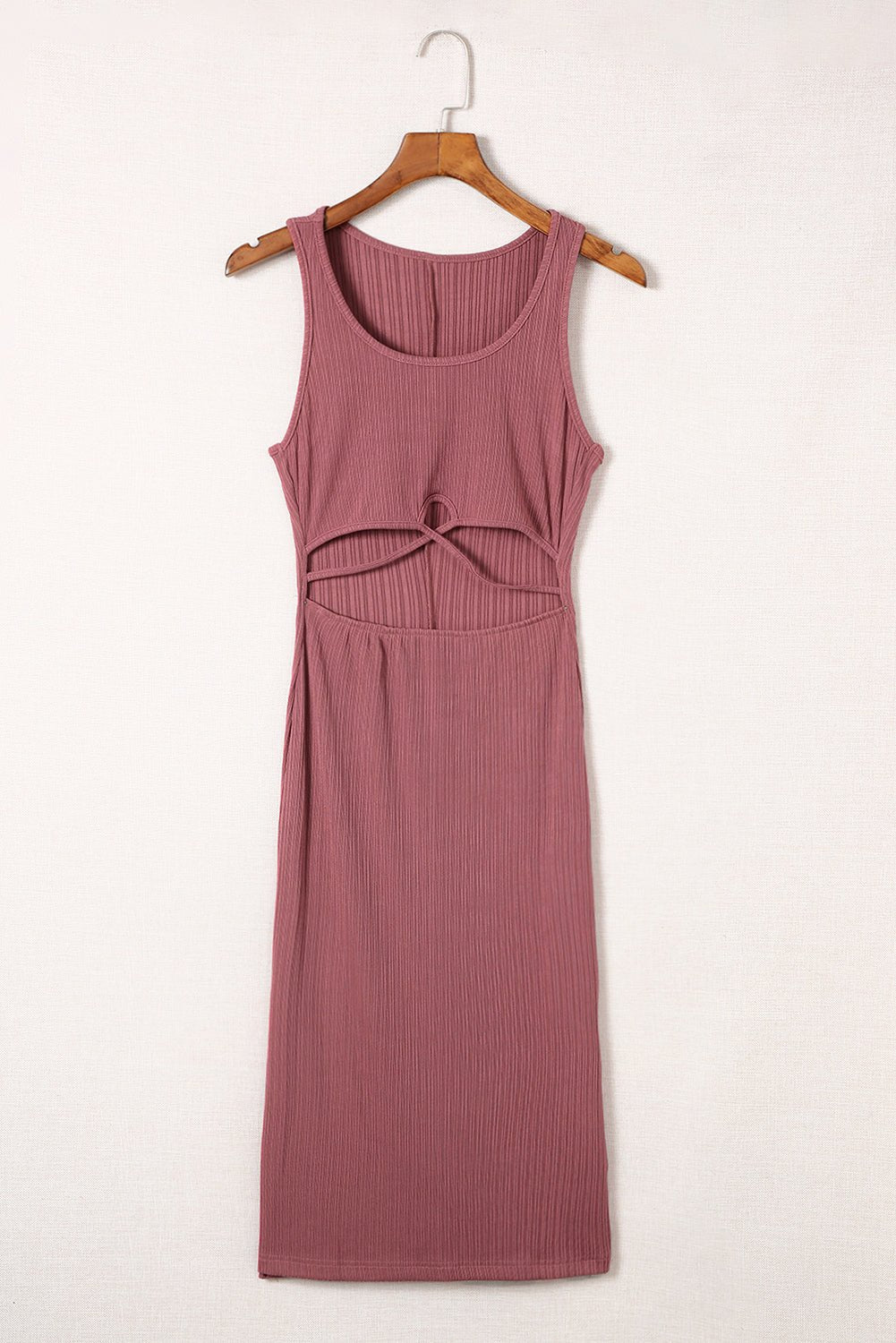 Crisscross Cutout Scoop Neck Slit Midi Dress - Fashion Girl Online Store