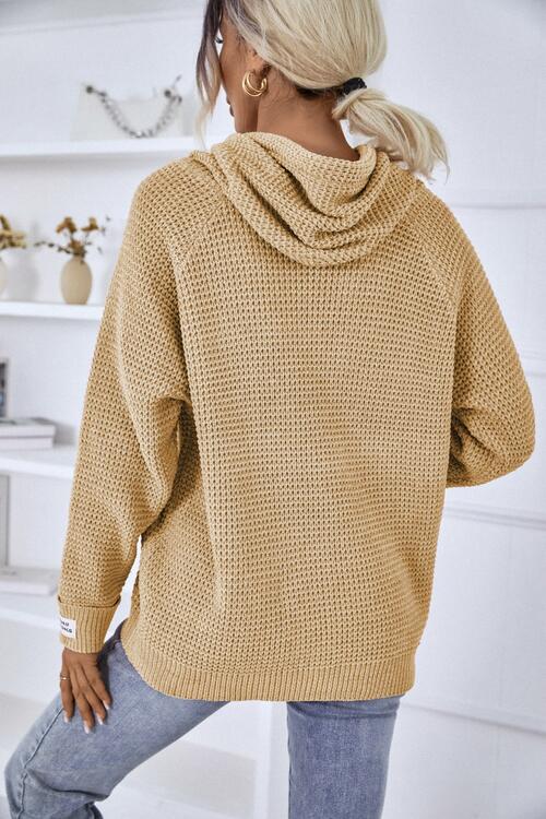 Drawstring Long Sleeve Hooded Sweater - Fashion Girl Online Store