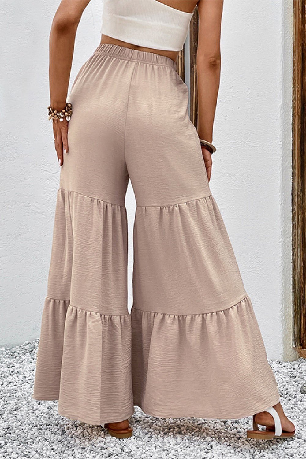 Drawstring Waist Tiered Flare Culottes - Fashion Girl Online Store