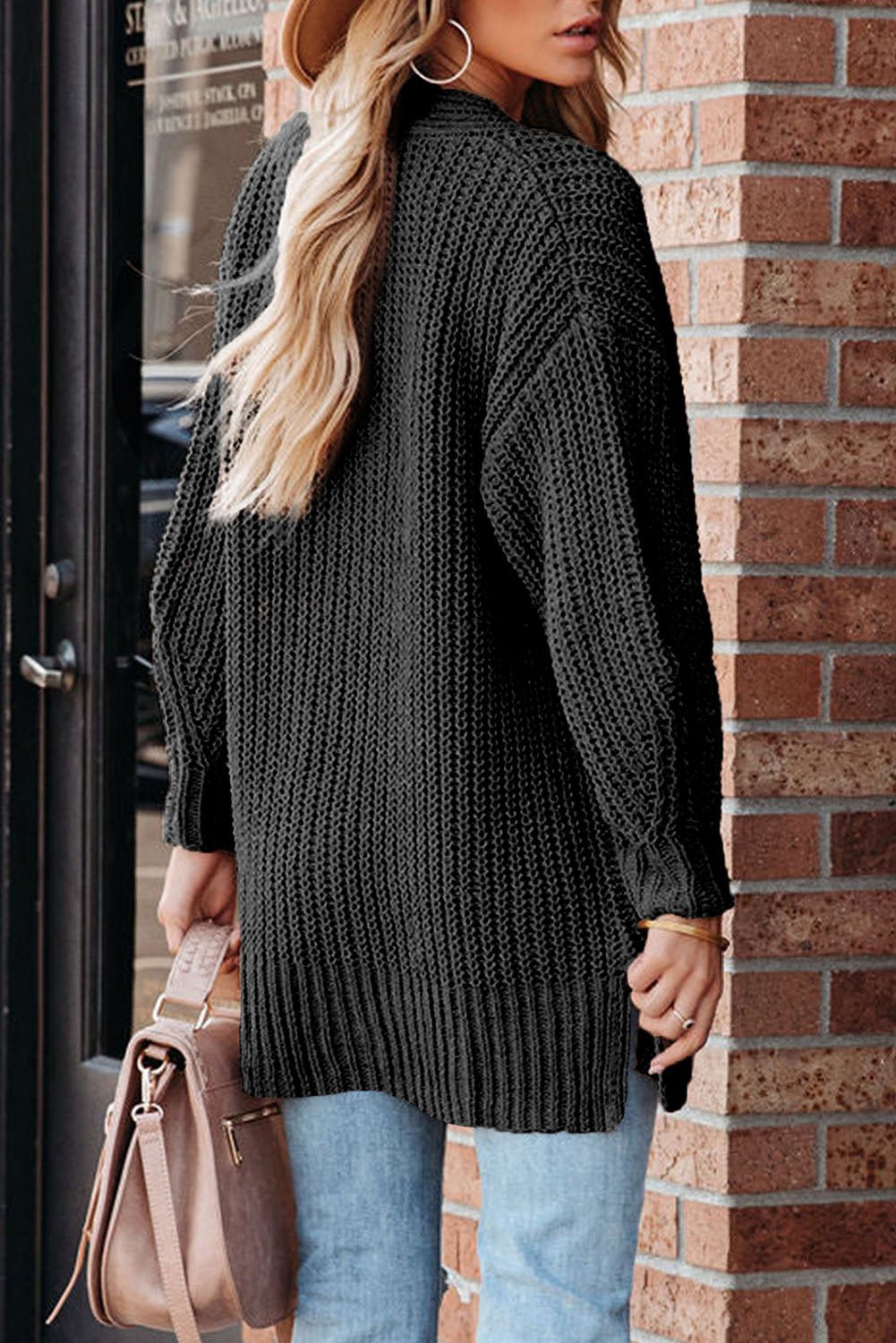 Full Size Button-Up V-Neck Long Sleeve Cardigan - Fashion Girl Online Store