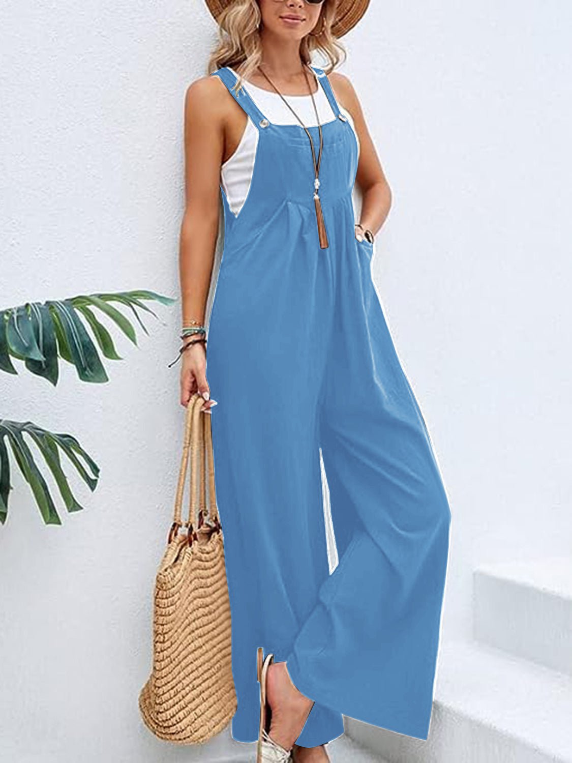 Full Size Wide Leg Overalls with Pockets - Fashion Girl Online Store