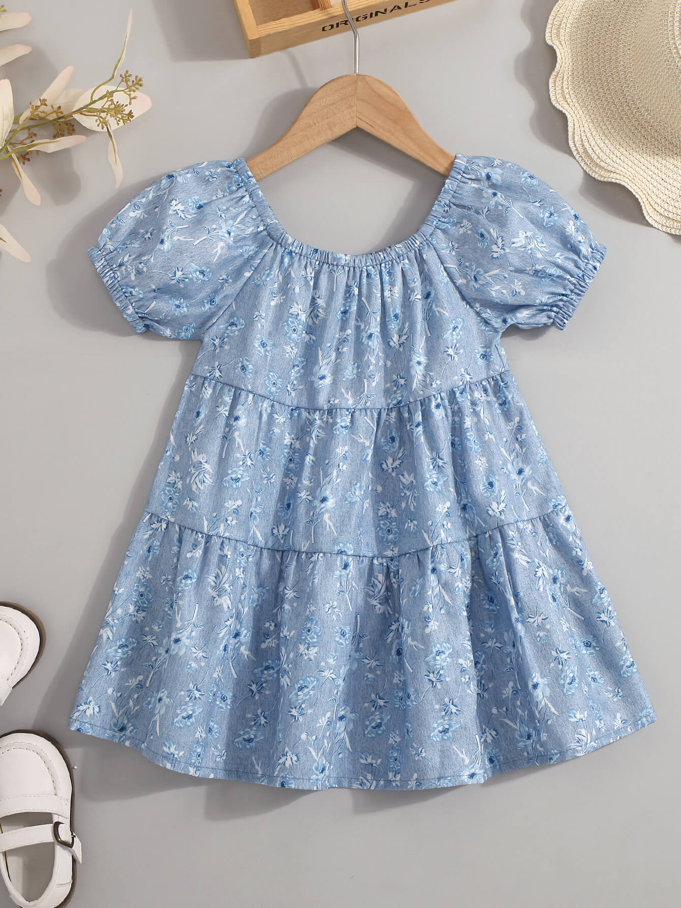 Girls Ditsy Floral Tiered Dress 1y-6y - Fashion Girl Online Store