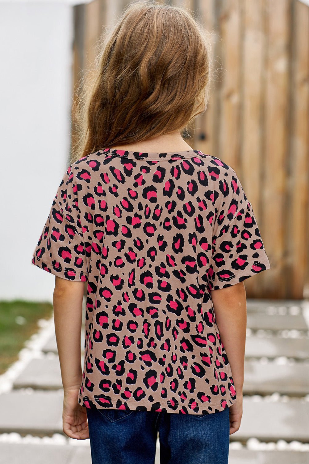 Girls Leopard Dropped Shoulder Tee - Fashion Girl Online Store