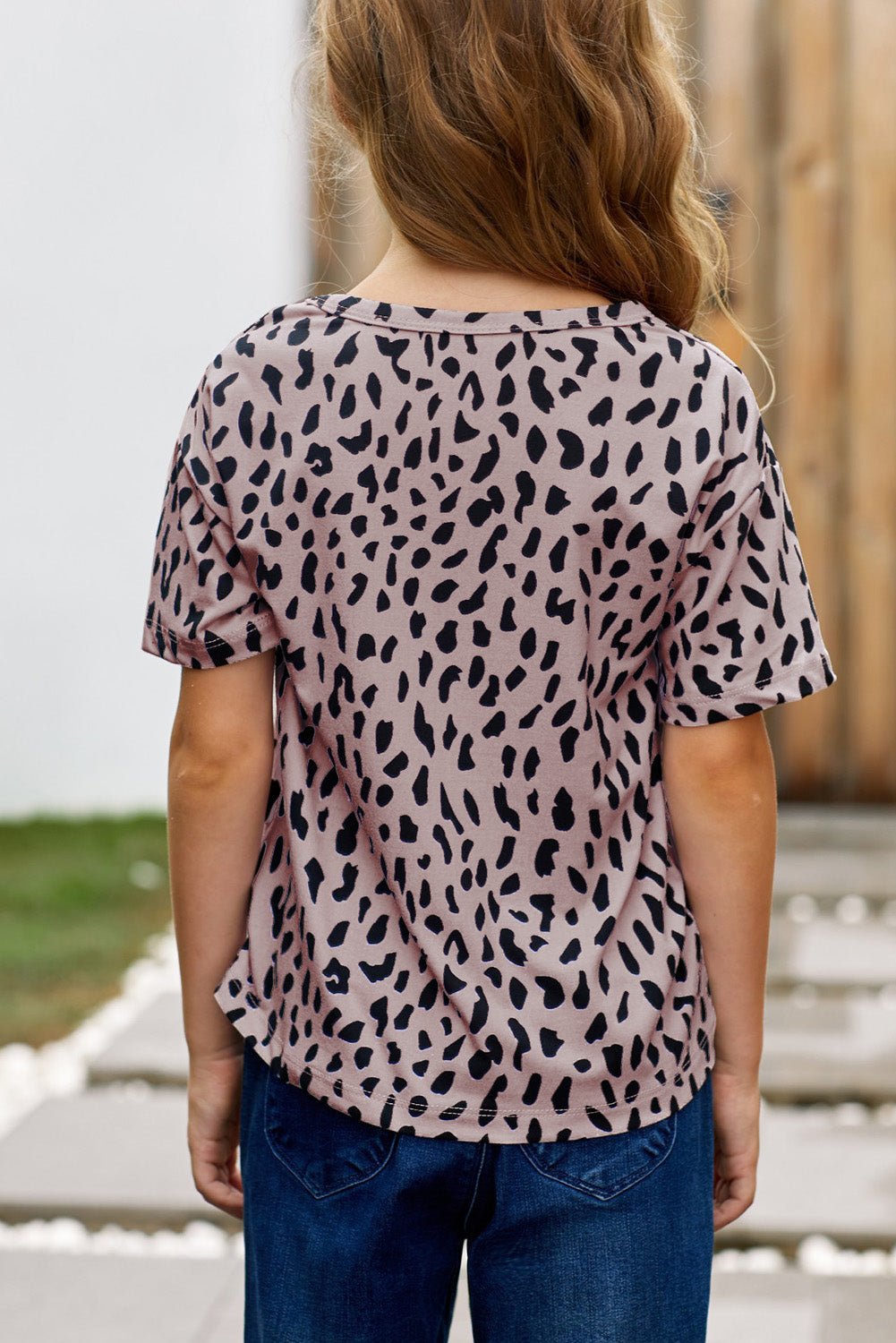 Girls Leopard Dropped Shoulder Tee - Fashion Girl Online Store