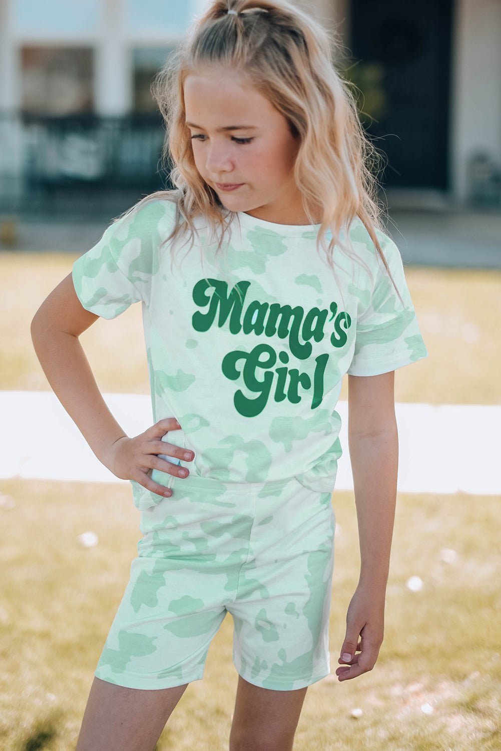 Girls Printed Letter Graphic Lounge Set - Fashion Girl Online Store
