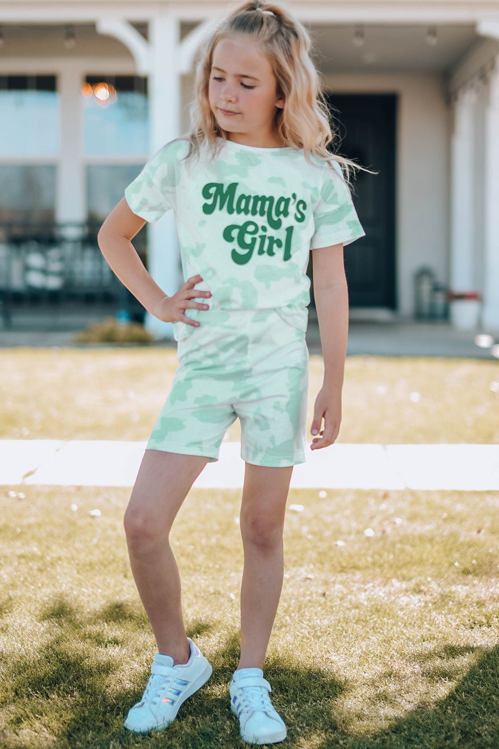 Girls Printed Letter Graphic Lounge Set - Fashion Girl Online Store