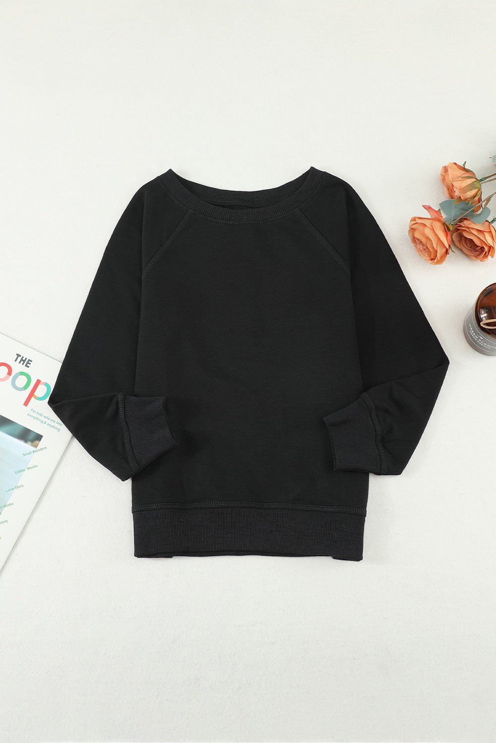 Girls Raglan Sleeve Ribbed Trim Sweatshirt - Fashion Girl Online Store
