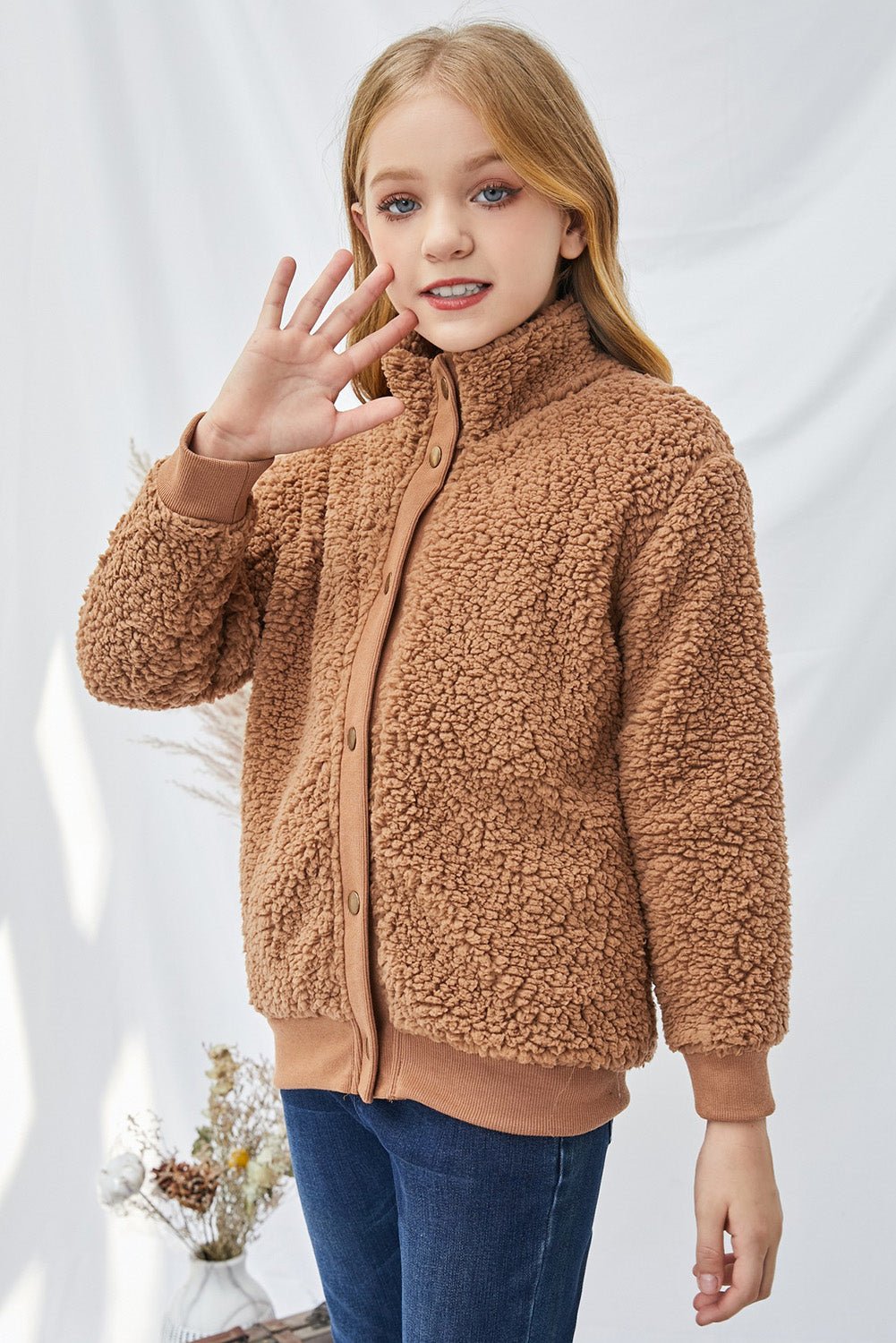 Girls Snap Front Teddy Jacket - Fashion Girl Online Store
