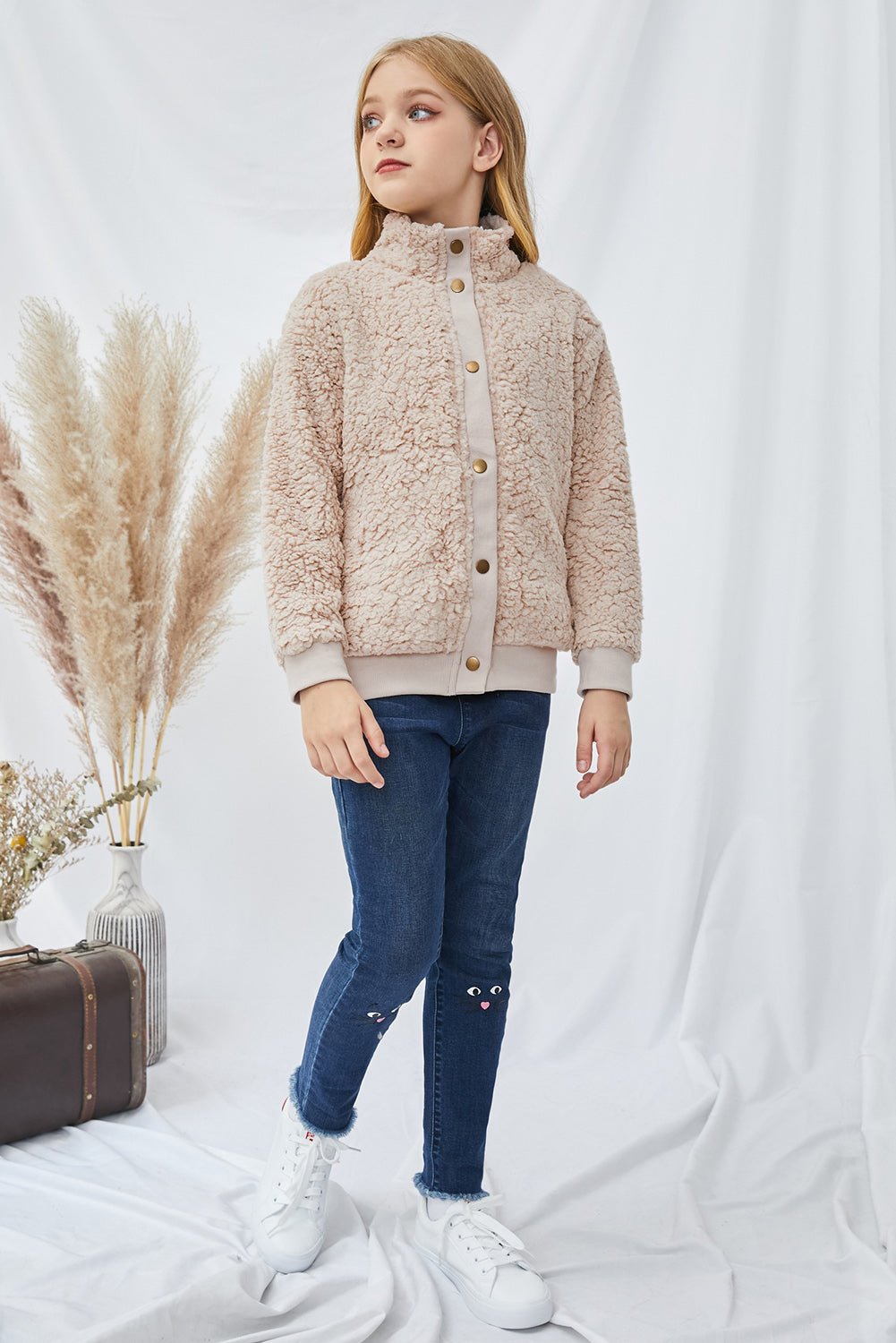 Girls Snap Front Teddy Jacket - Fashion Girl Online Store