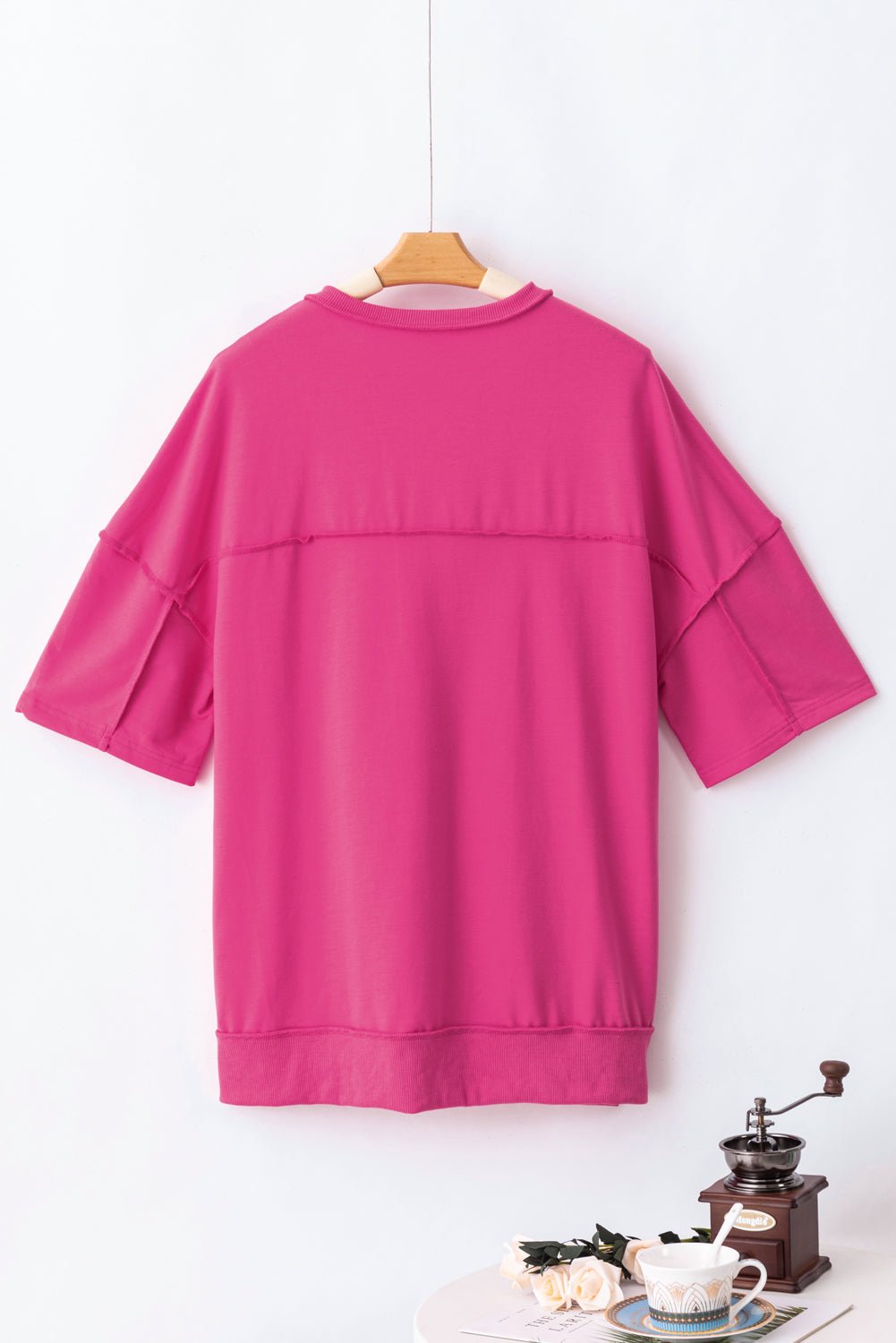Half Snap Dropped Shoulder Sweatshirt - Fashion Girl Online Store