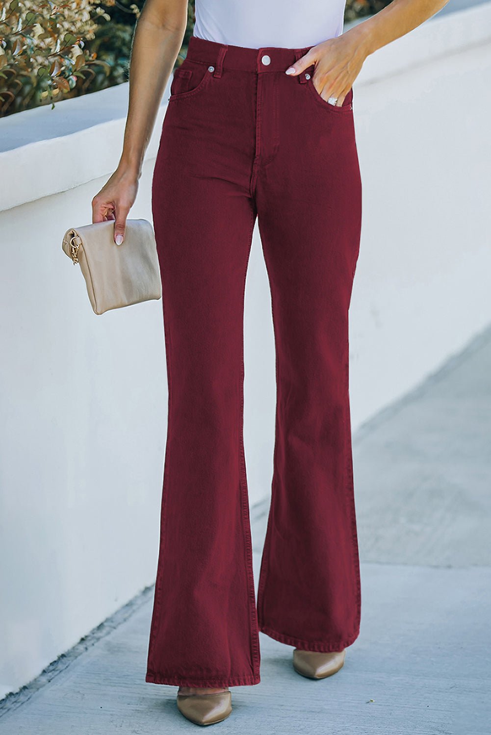 High Waist Flare Leg Jeans with Pockets - Fashion Girl Online Store