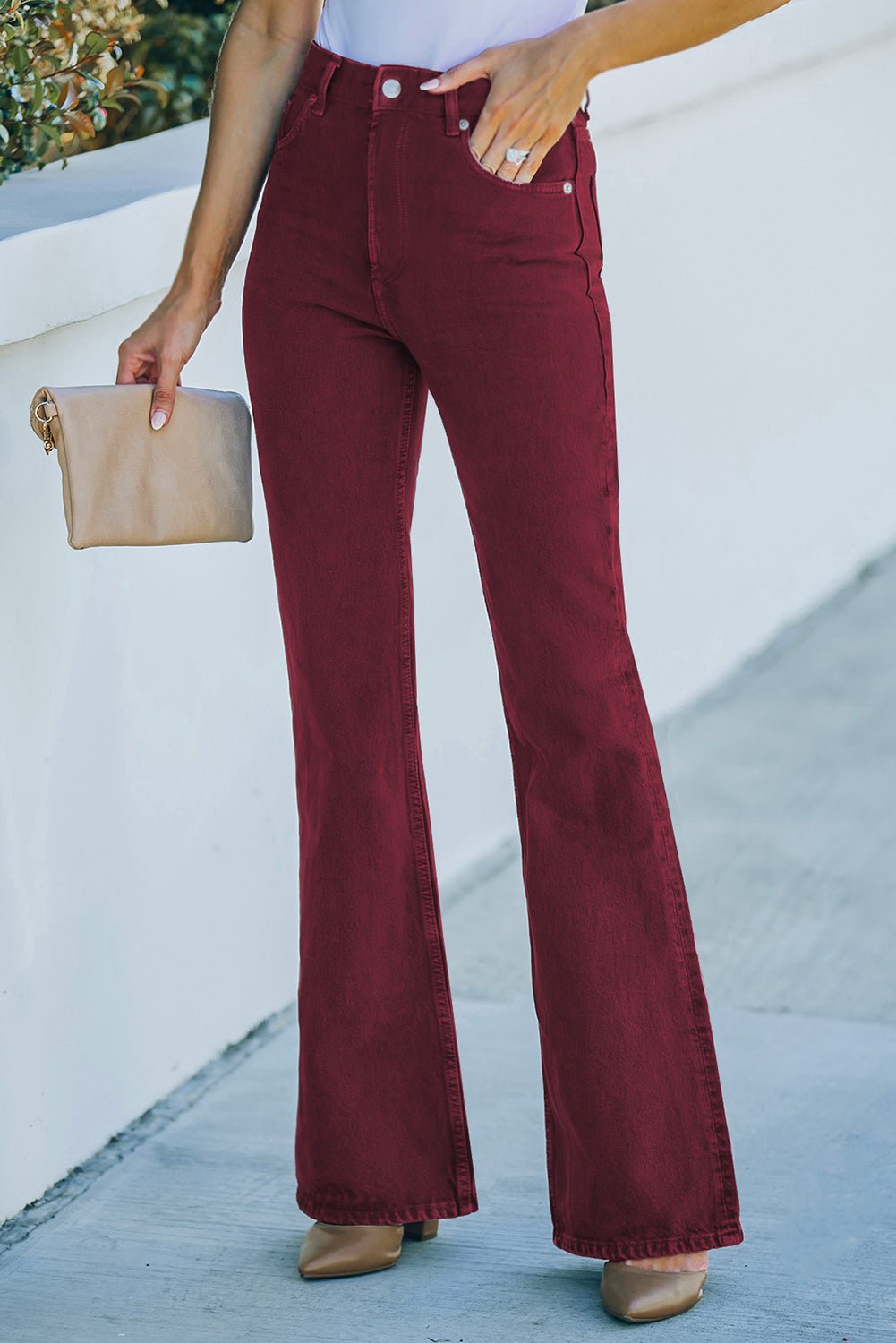 High Waist Flare Leg Jeans with Pockets - Fashion Girl Online Store