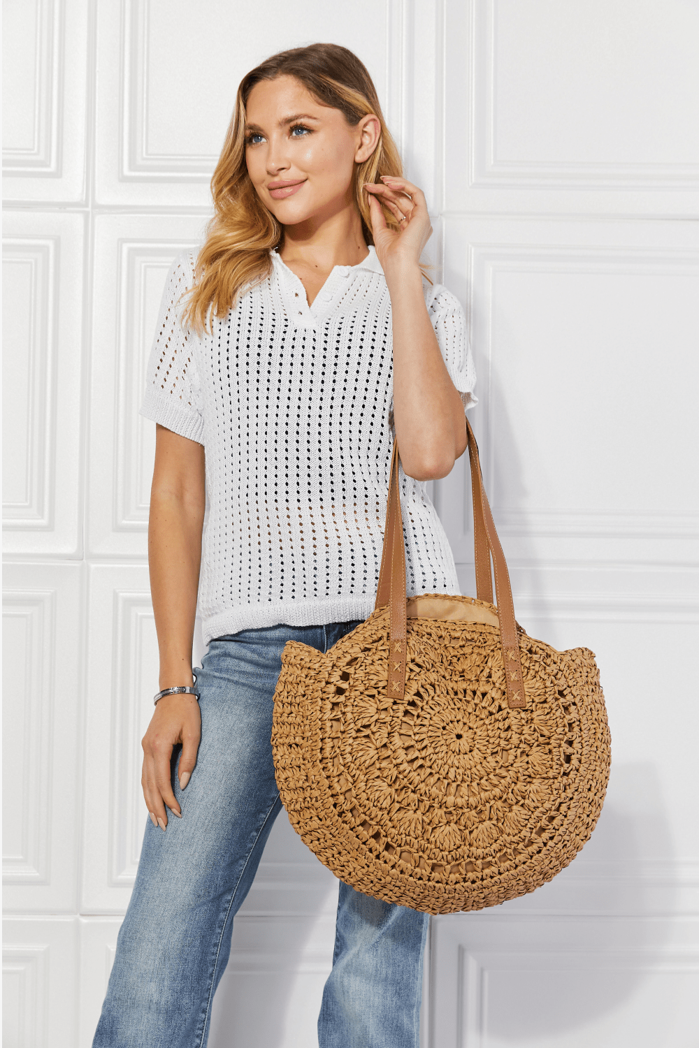 Justin Taylor C'est La Vie Crochet Handbag in Caramel - Fashion Girl Online Store