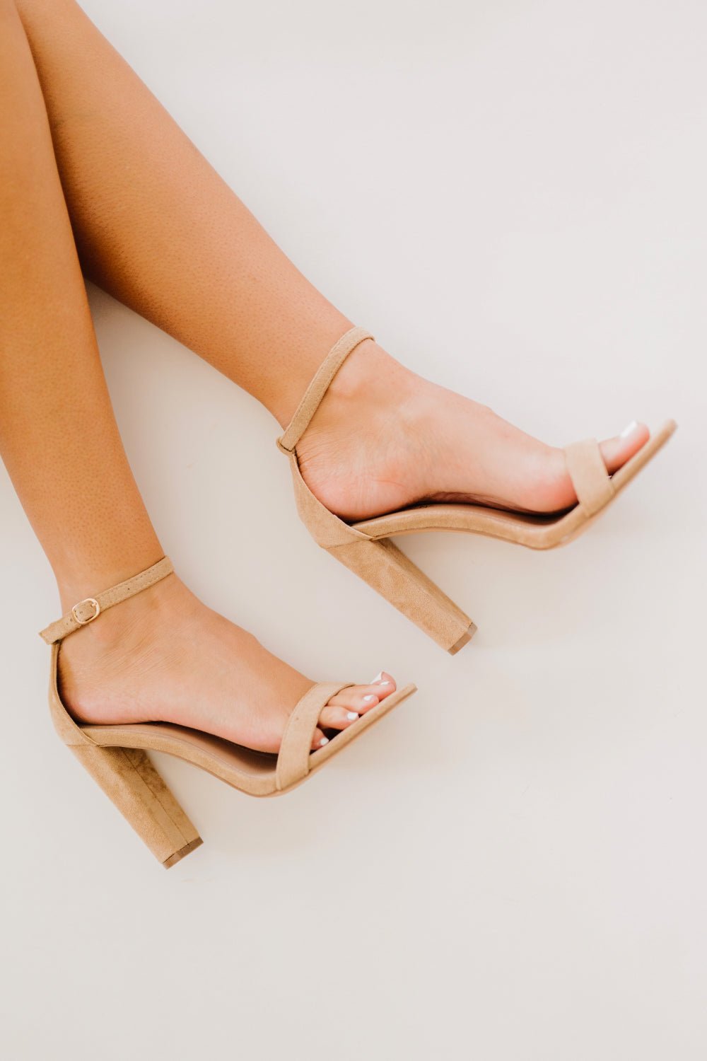 KAYLEEN Standing Tall Square Toe Block Heel Sandals in Taupe - Fashion Girl Online Store