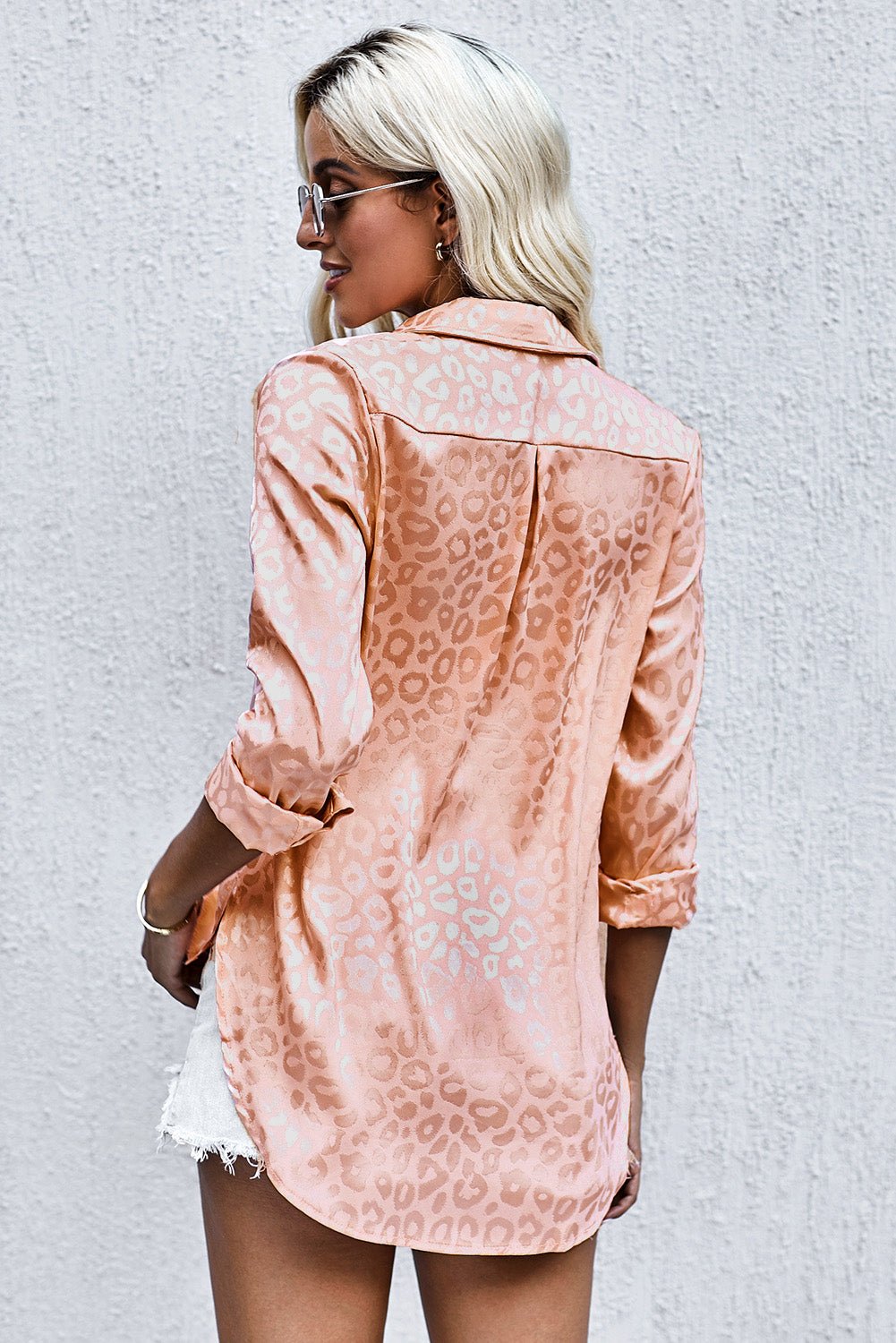 Leopard Slit High-Low Shirt - Fashion Girl Online Store