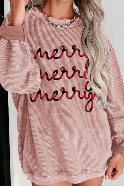 Letter Graphic Round Neck Sweatshirt - Fashion Girl Online Store
