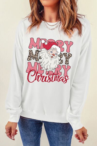 MERRY CHRISTMAS Round Neck Dropped Shoulder Sweatshirt - Fashion Girl Online Store