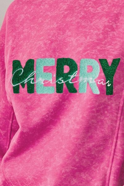 MERRY CHRISTMAS Round Neck Long Sleeve Sweatshirt - Fashion Girl Online Store