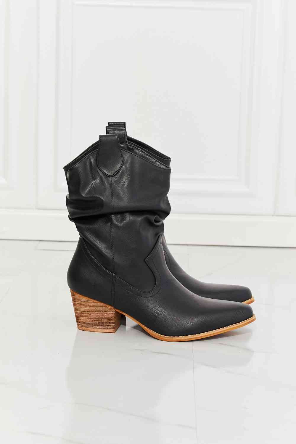 MMShoes Better in Texas Scrunch Cowboy Boots in Black - Fashion Girl Online Store