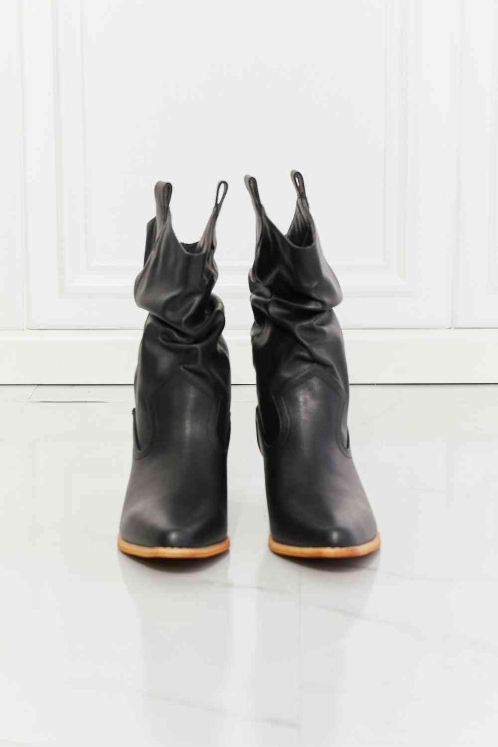 MMShoes Better in Texas Scrunch Cowboy Boots in Black - Fashion Girl Online Store