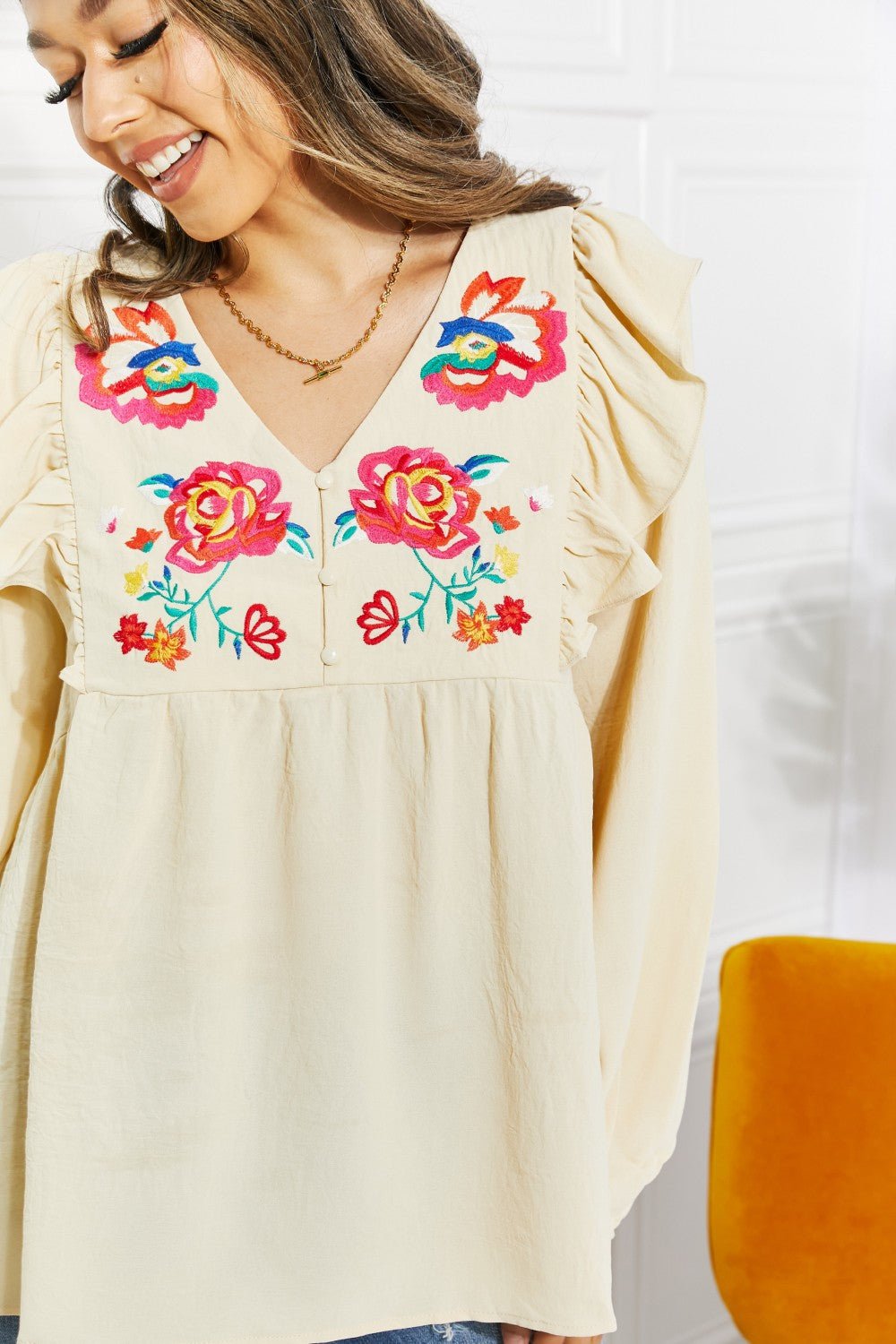 ODDI Full Size Just Like Mama Embroidered Blouse - Fashion Girl Online Store