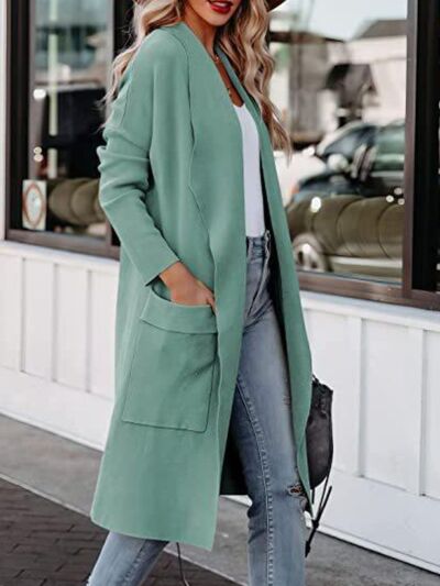 Open Front Dropped Shoulder Outerwear - Fashion Girl Online Store