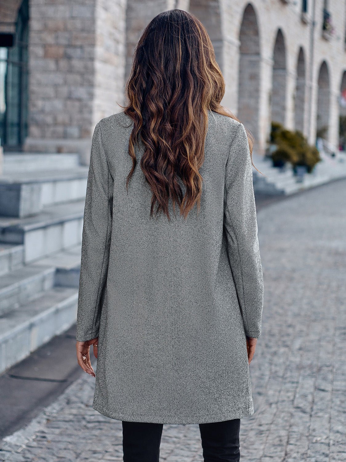 Open Front Long Sleeve Blazer - Fashion Girl Online Store