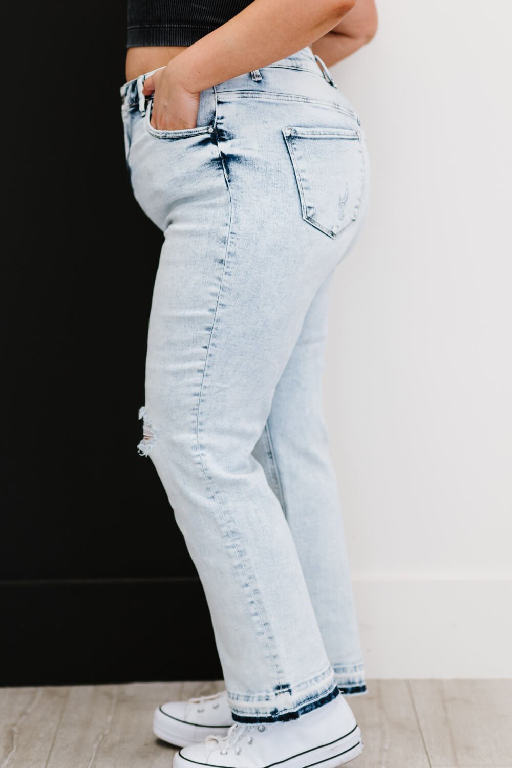 RISEN Full Size Stella Acid Wash Distressed Straight Jeans - Fashion Girl Online Store
