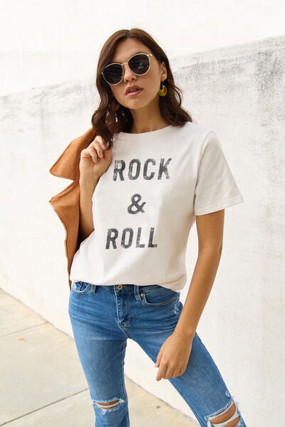 Simply Love Full Size ROCK & ROLL Short Sleeve T-Shirt - Fashion Girl Online Store