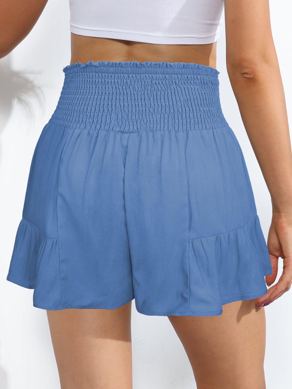 Smocked Tie-Front High-Rise Shorts - Fashion Girl Online Store