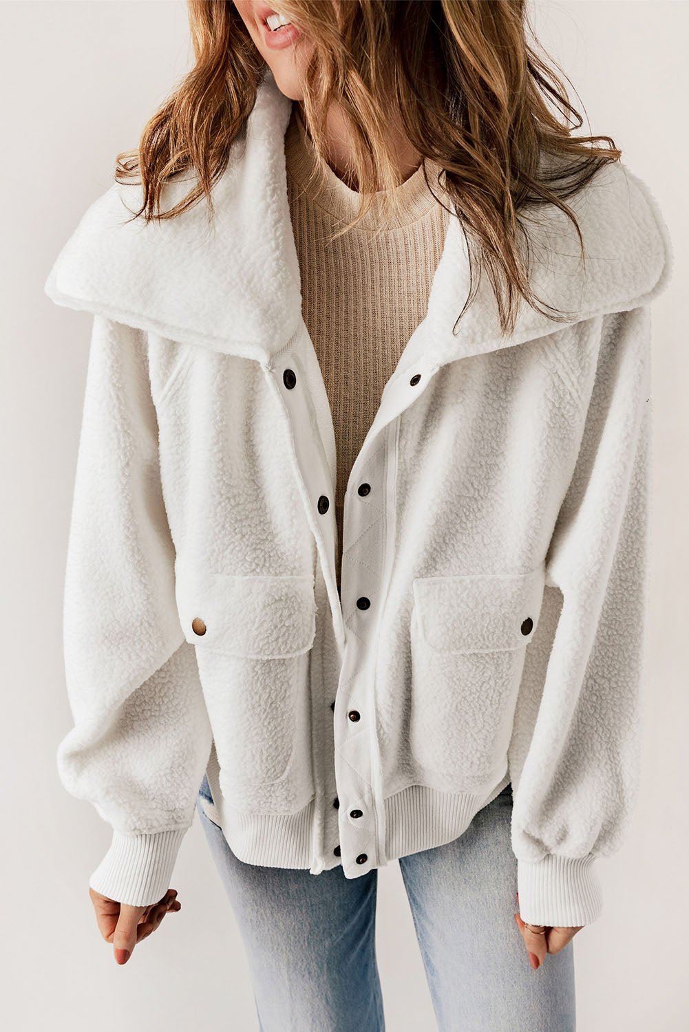 Snap Down Collared Jacket - Fashion Girl Online Store