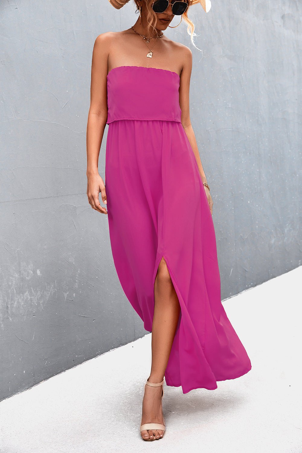 Strapless Split Maxi Dress - Fashion Girl Online Store
