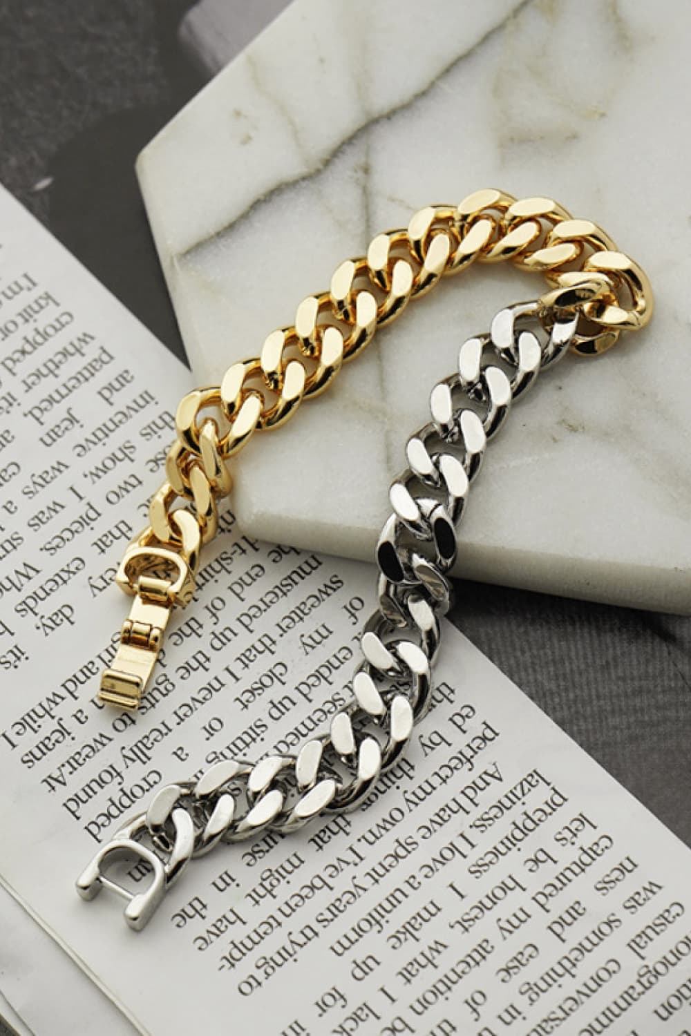 Two-Tone Chunky Chain Bracelet - Fashion Girl Online Store