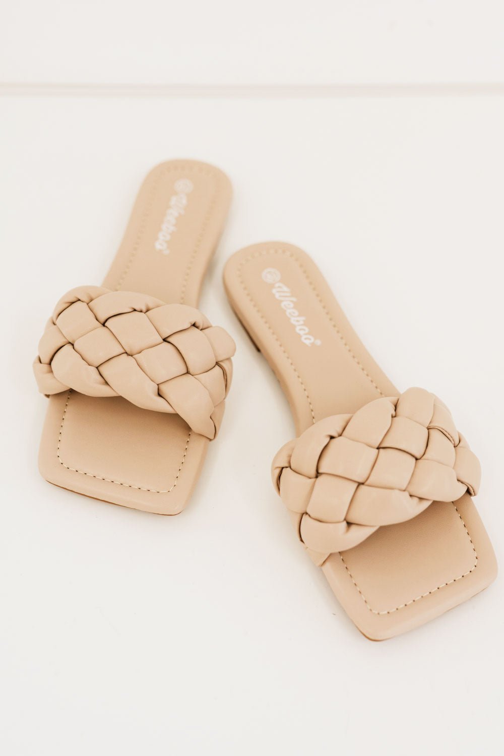 Weeboo Cakewalk Woven Square Toe Slides - Fashion Girl Online Store