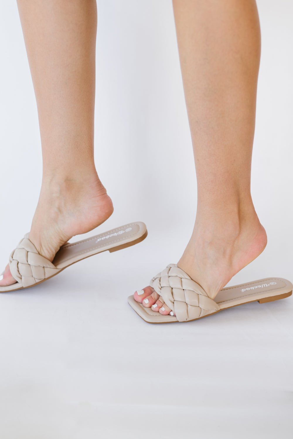 Weeboo Cakewalk Woven Square Toe Slides - Fashion Girl Online Store